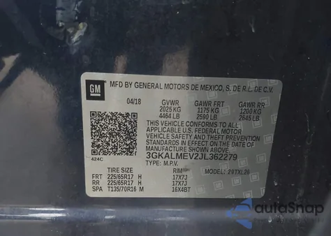 2018 GMC Terrain Sle from USA, damaged, VIN 3GKALMEV2JL362279